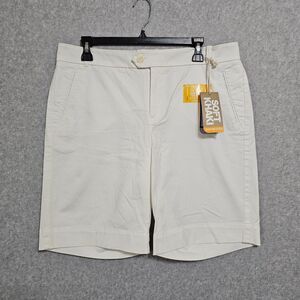 NEW Dockers Womens Bermuda Shorts Size 14 White Stretchy Soft Khaki Shorts